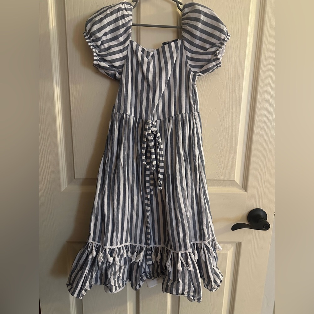 Rare Editions Navy and White Striped Kids Dress